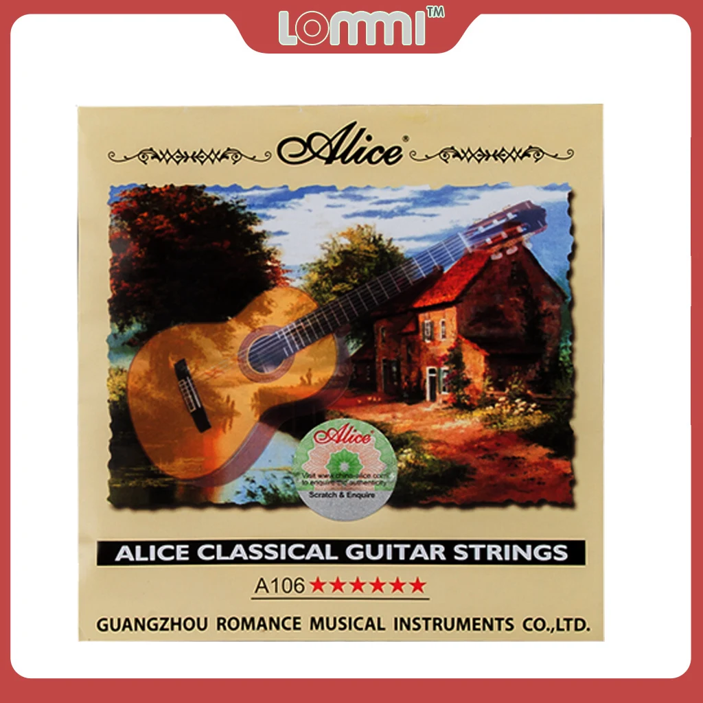 

LOMMI Alice Classical Guitar Strings A106-H Clear Nylon Strings Guitar Strings Tension Nylon Core Silver Plated Copper Wound