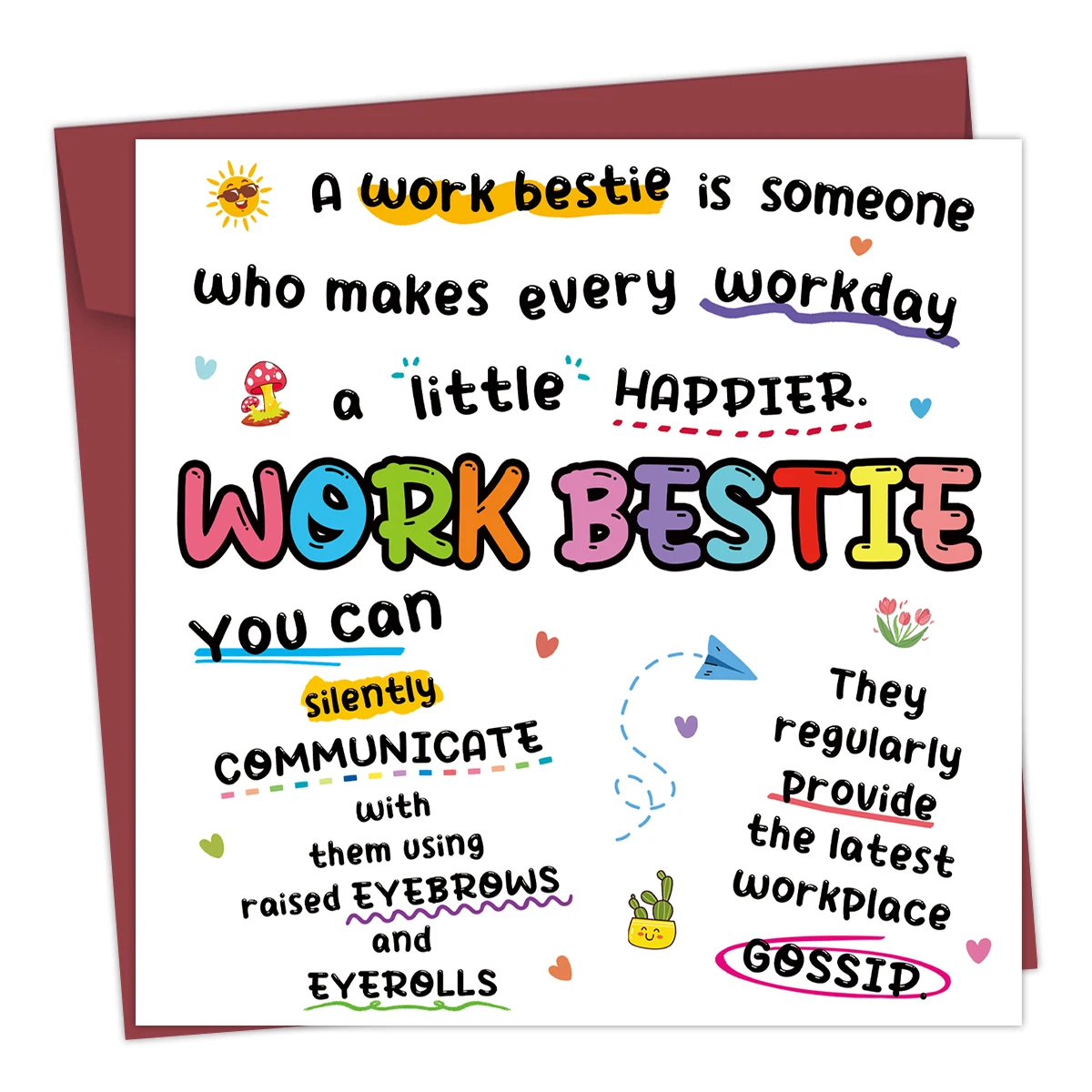 Carte d'encouragement pour vos affaires de travail, carte d'anniversaire drôle, carte de vministériels x de définition de Bestie, cotravailleur, 1pc