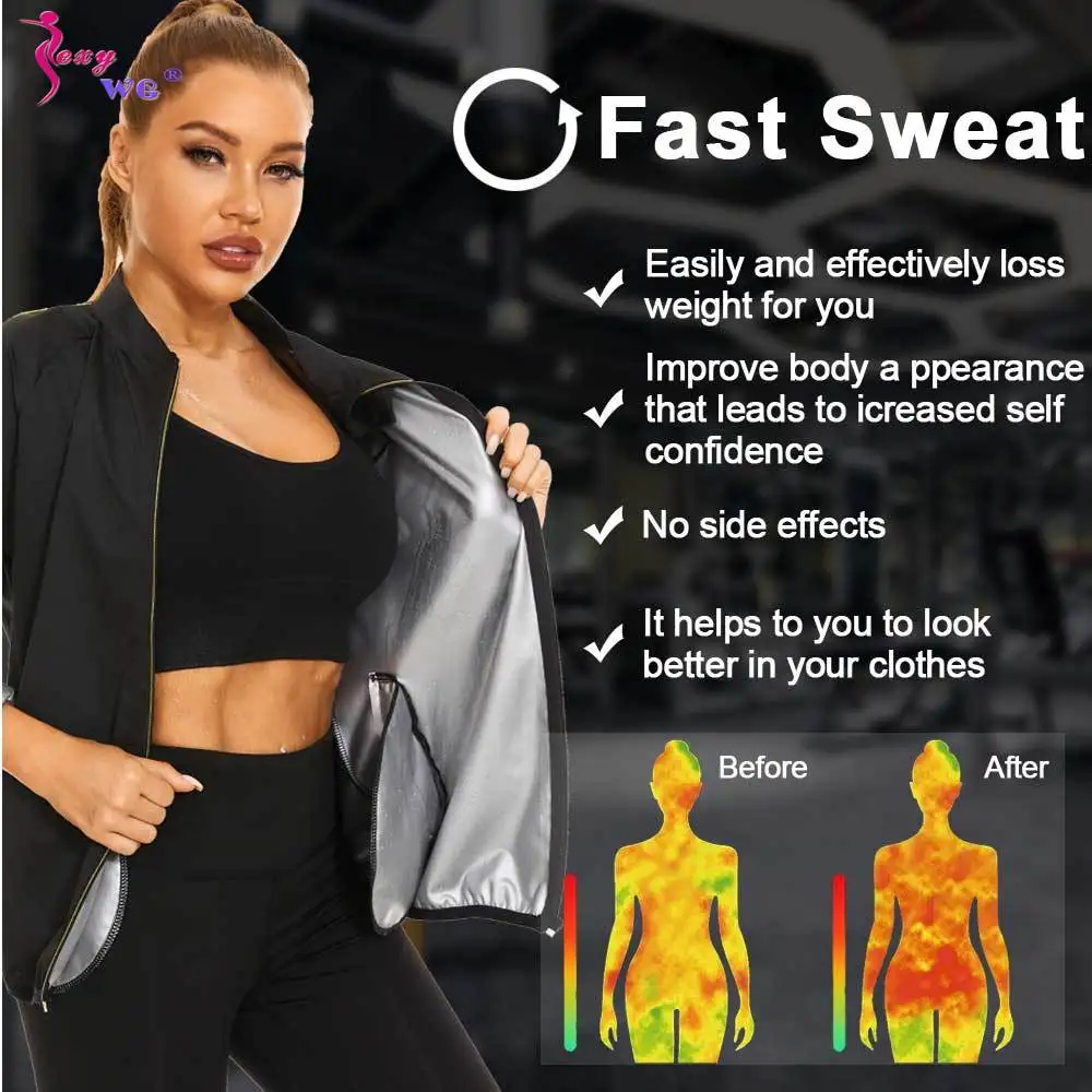 SEXYWG Women Sauna Suit Sweat Set Weight Loss Top Pants Slimming Jacket Trousers Workout Leggings Shirt Body Shaper Fat Burner