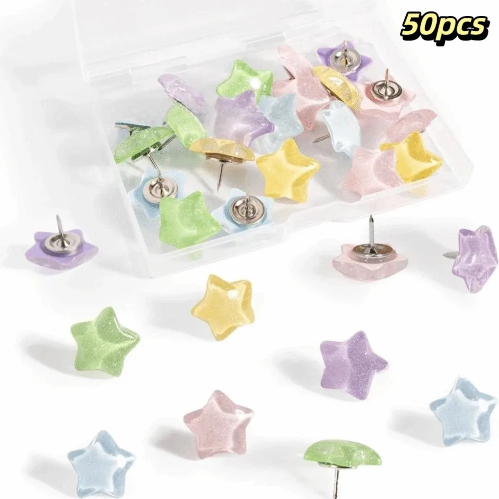 Shiny Glitter Surface Glitter Push Pins Multi-Color Glitter Durable Plastic Head Decorative Push Pins Sharp Metal Tips