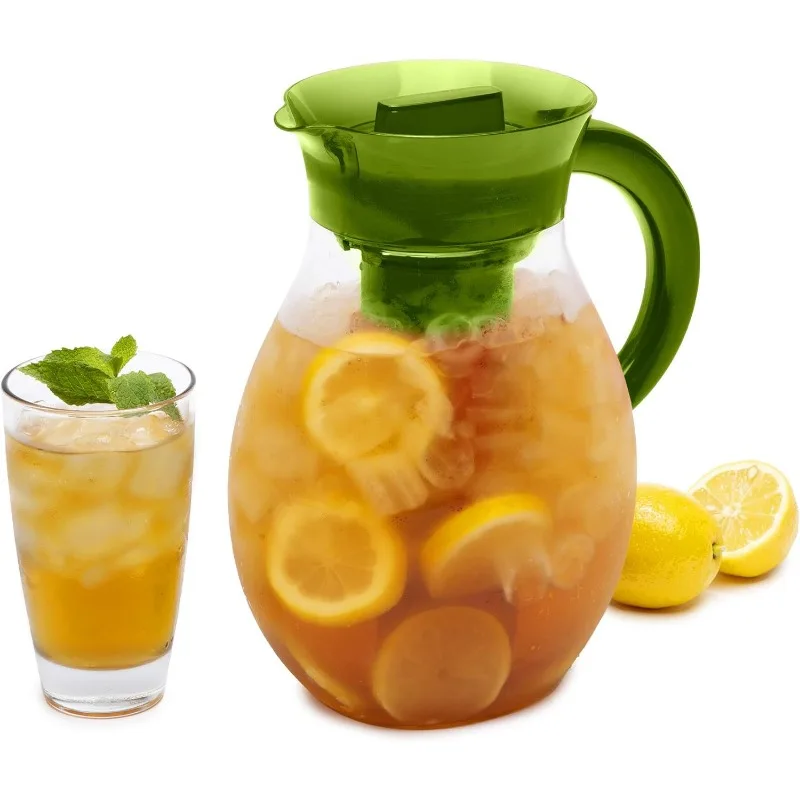 

The Big Iced Tea Maker and Infuser, Plastic Beverage Pitcher with Leak Proof, Airtight Lid, Fine Mesh Reusable Filter