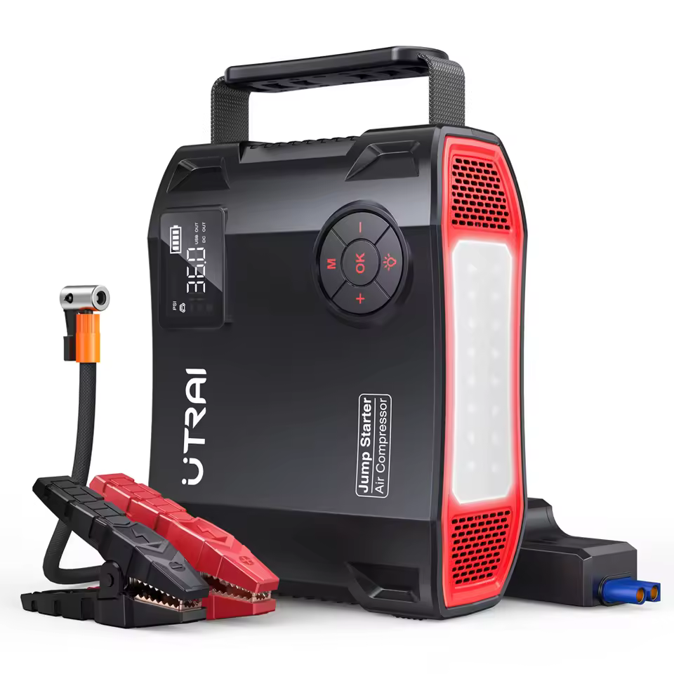 UTRAI Compressor 150PSI Air Pump Bicycle Car 2000A Jump Starter Power Bank Wireless Tire Inflator LED Air Compressor