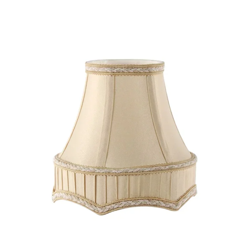 

Double-layer palace lampshade custom European modern handmade fabric lampshade E14 new beige fabric chandelier lampshade abajur