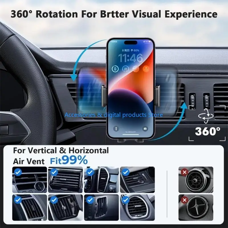 77JD Universal 360 Rotación Interior del coche Soporte navegación para teléfono móvil Soporte cuna