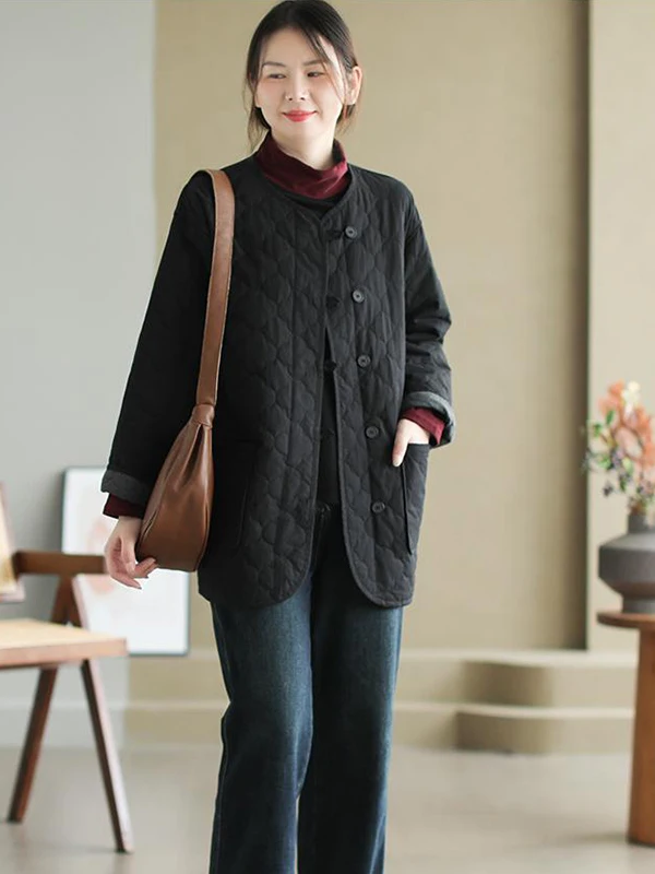 

Женское осеннее хлопковое джето с геометрическим узором в стиле ретро, новое свободное легкое хлопковое пальто средней длины большого размера