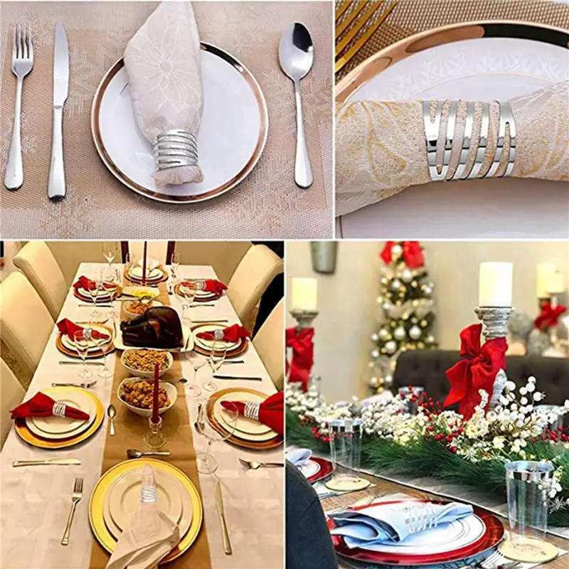 ABVT-Silver Napkin Rings Set Of 36 Hollow Out Napkin Rings Holder For Christmas Everyday Holiday Party