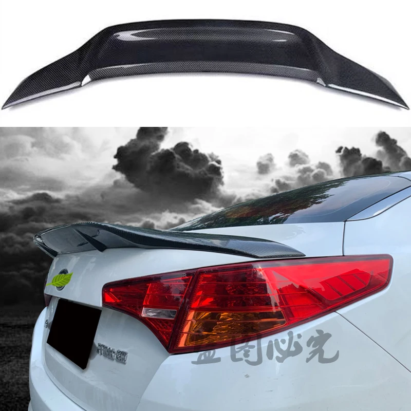 For Kia K5 / Optima Spoiler 2010 2011 2012 ABS/Unpainted Glossy Black Carbon Fiber Look Rear Wing R-type Spoiler Accessories