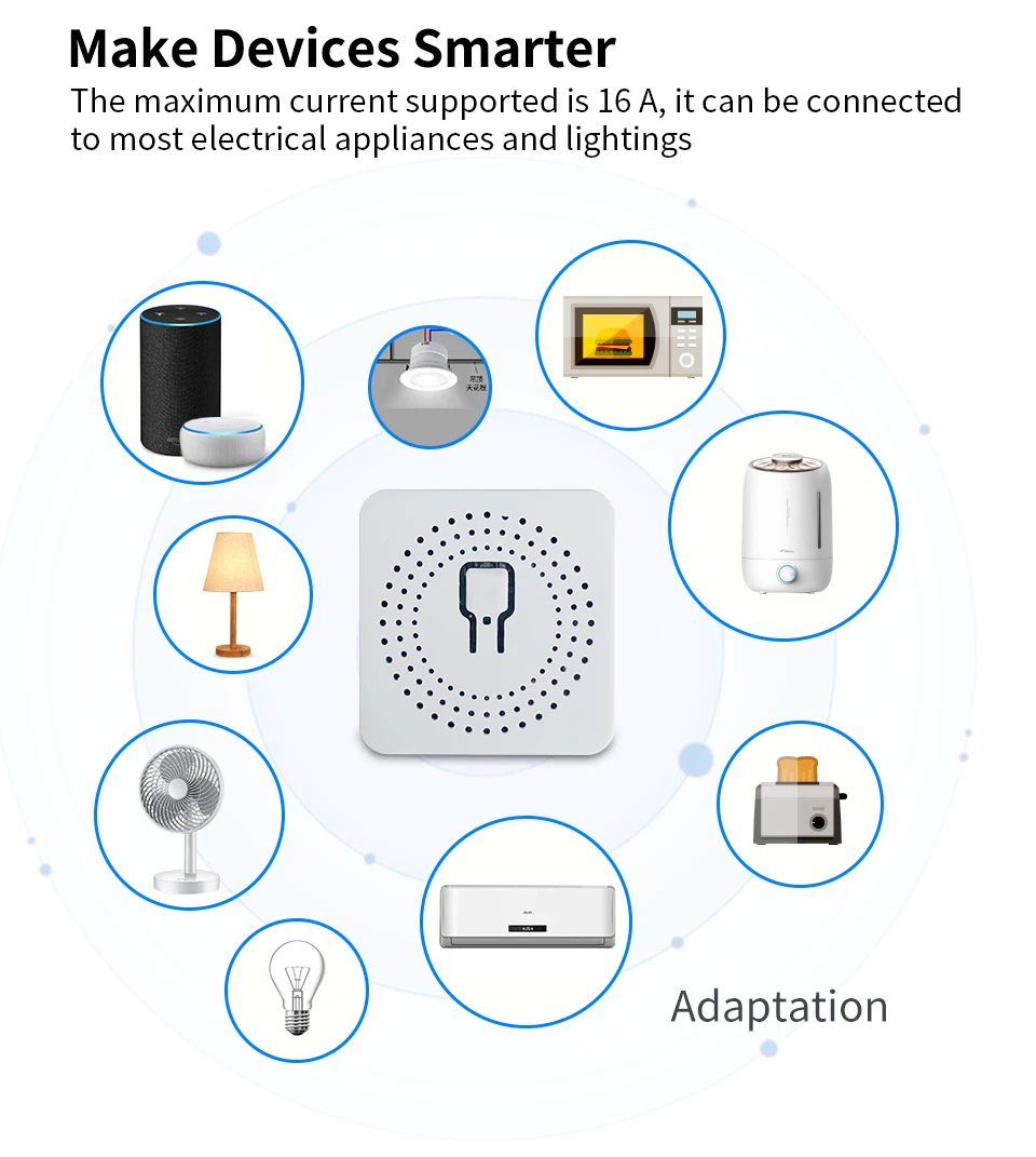 Tuya WiFi Smart Switch 16A Mini DIY Timer Power Switch Bidirectional Remote Control Alexa Domotica Google