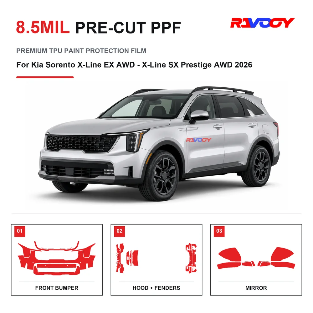Precut PPF For Kia Sorento X-Line EX AWD - SX Prestige 2026 8.5mil TPU Clear Paint Protection Film Self Healing Hydrophobic UV