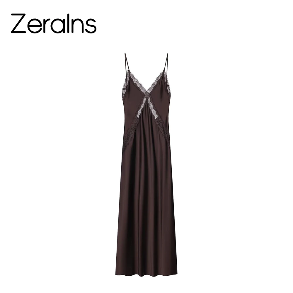 ZERAINS منتج شتوي جديد على الطراز الأوروبي والأمريكي فستان نسائي غير رسمي بحمالات من الحرير الملمس #1