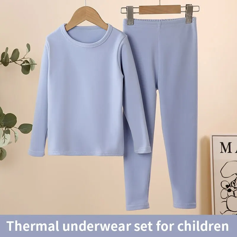 Children\'s Thermal Underwear Set Boys Long Johns with Fleece Padded Cotton Sweater Winter Pajamas