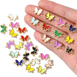10Pcs/lot Butterfly Charms Pendant Double Hole 10.5x17mm Enamel Small Alloy DIY Jewelry Making Accessories for Necklace Bracelet