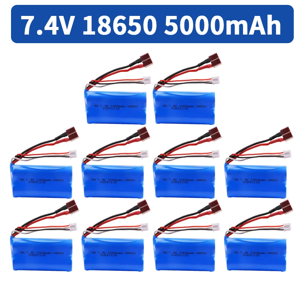 7.4V 18650 5000mAh 30C akumulator Lipo do Wltoys 10428/12428/12423 części do zdalnie sterowanego samochodu akumulator 7.4v do Wltoys 144001   A959-B