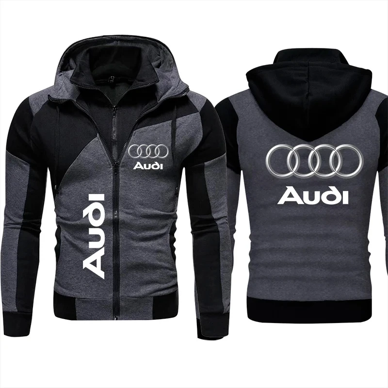 

Autumn Audi Coats Audi Hoodie Jackets Men's Clothing Fleece Sweatshirt Casual Harajuku Streetwear Cardigan Custom Zipper Hoody