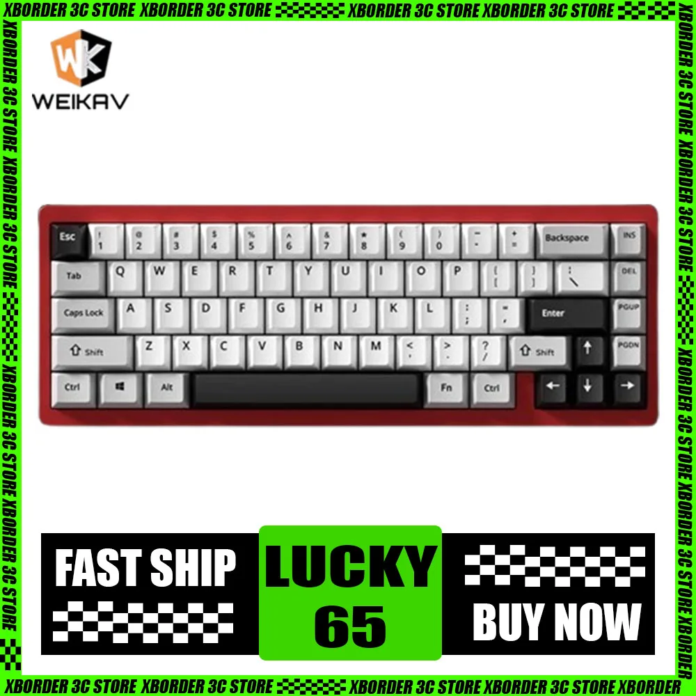 Weikav Lucky65 Mechanical Keyboard Aluminium Alloy Three Mode Rgb Customized Wireless Keyboard Hot Swap Office Pc Gamer Man Gift