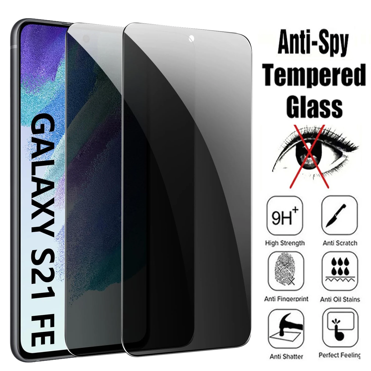 2Pcs Privacy Screen Protector Film For Samsung Galaxy S21 FE 5G Anti-spy Glass