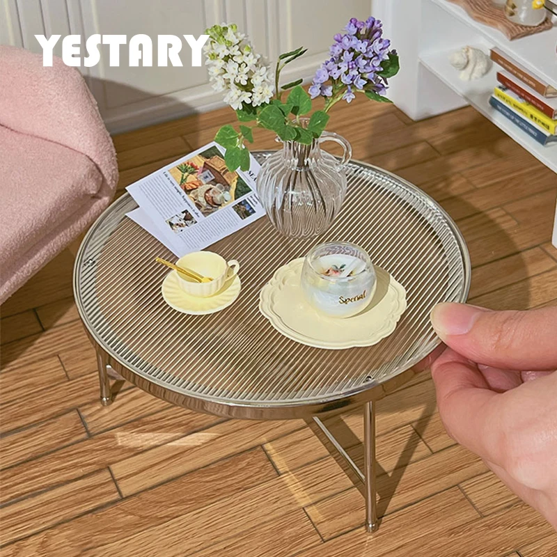 YESTARY Fashion Table Furniture For Barbie Blythe Dolls Accesories Dollhouse Miniature Decorations Glass Tea Table For 1/6 Doll