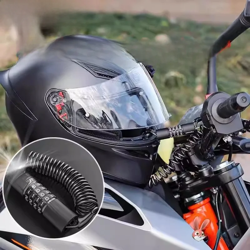 

Портативный противоугонный замок для мотоциклетного шлема и велосипеда с паролем, стальной трос, для полноразмерных шлемов и транспортных средств