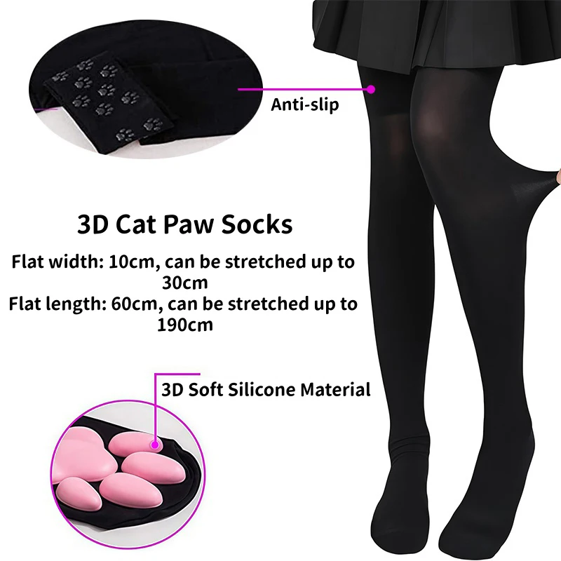 Women's 3D Cat Paw Thigh High Socks Cute Soft 3D Toe Beans Lolita Over-the-Knee Socks for Girl Women Cosplay Stockings