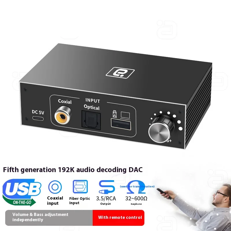 

DA500 192kHZ Digital to Analog Audio Converter Hifi DAC Amp 3.5mm Headphone Amplifier Coaxial Output Toslink to RCA Decoder AC3