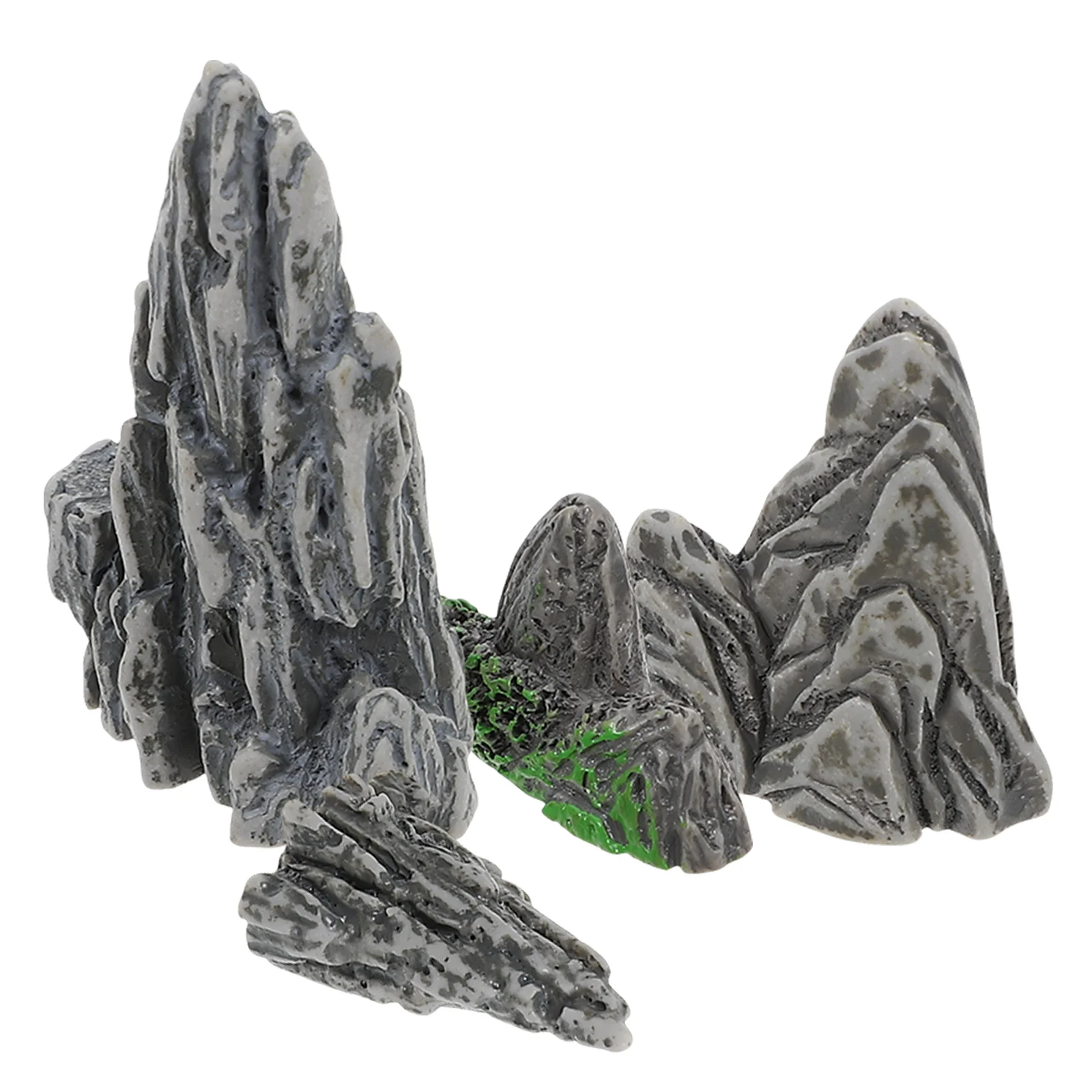 4 Pcs Artificial Mountain Rocks Fake Garden Stones Rockery Miniature Landscape Ornament Resin Simulation Decor Models Figurine