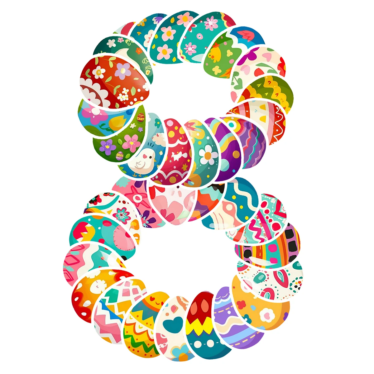 50pcs Easter Egg Stickers Duck Egg Element Party Stickers Graffiti Waterproof Self-Adhesive Ledger Stickers