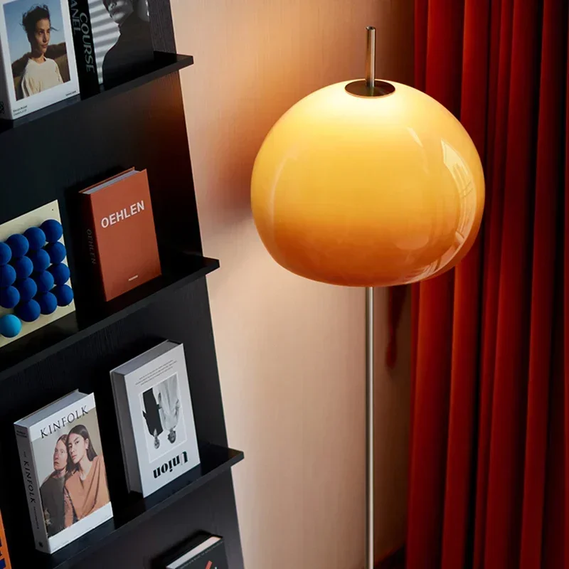 Vintage living room Bauhaus glass floor lamp gradient orange mushroom floor lamp living room bedroom atmosphere LED desk lamp view 3