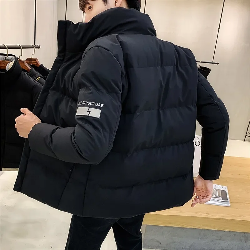 Abrigo de algodón grueso y cálido para hombre, abrigo informal de moda, edición coreana, Color sólido, invierno, 2023