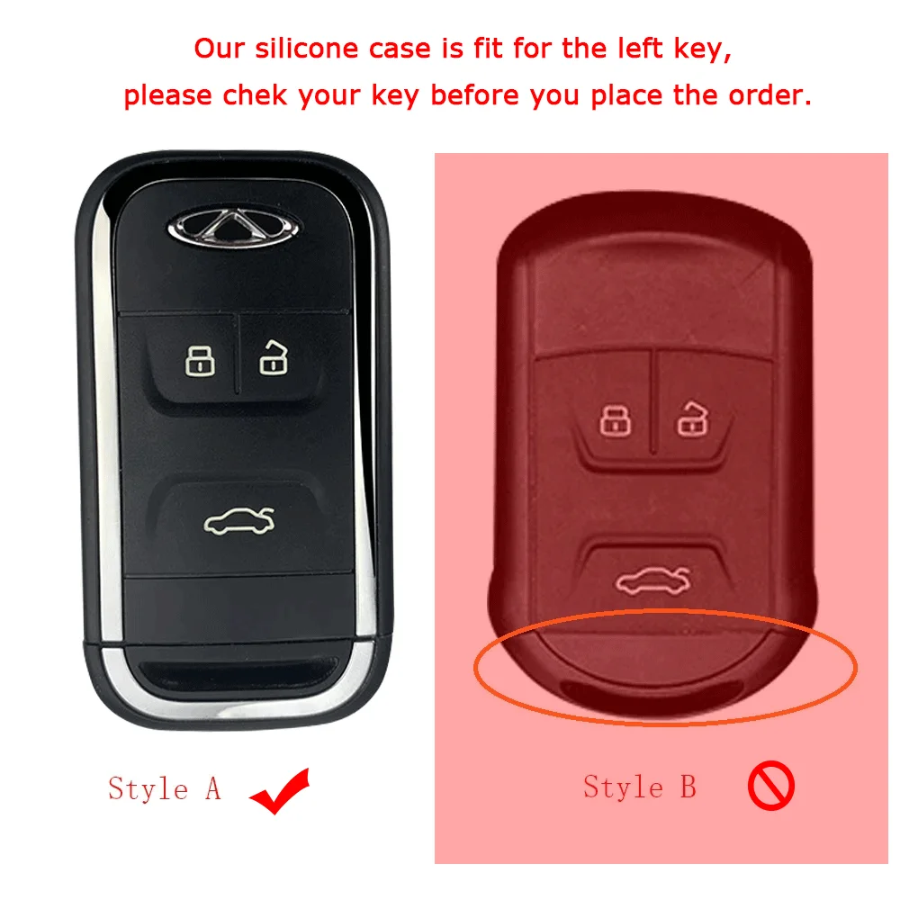 3 Buttons Silicone Car Key Case For  Chery Tiggo 8 7 5X 2019 2020 Smart Keyless Remote Fob Protect Case