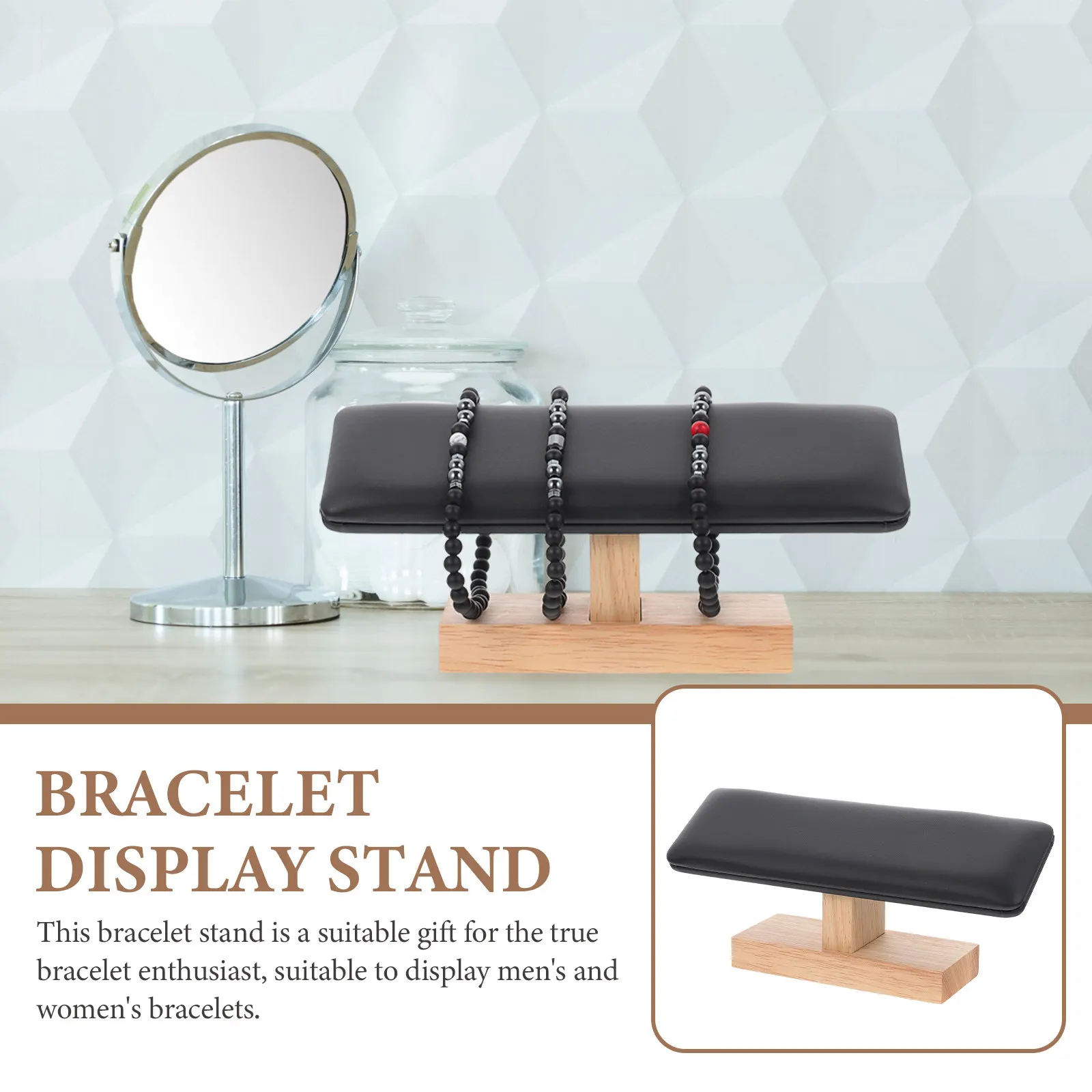 

Bracelet Display Stand for Women Men Wooden Jewelry Holder Bangle Organizer Watch Stand Tabletop Showcase