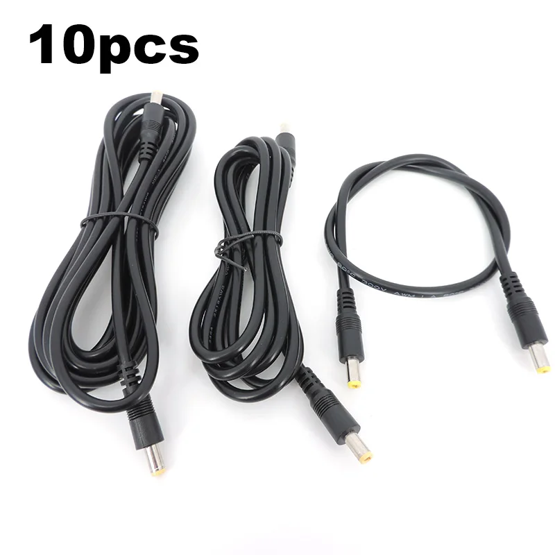 

10x 5.5X2.5mm DC male to male Extension power supply Cable Plug Cord 0.5m 1.5M 3meter wire connector Adapter for strip camera A7