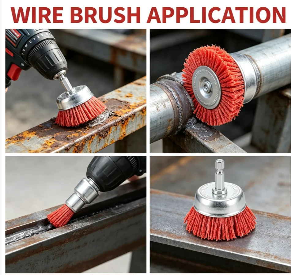 4Pcs Nylon Filament Abrasive Wire Cup Brush Nylon End Brush Kit for Drill Rotary Tool with 1/4 Inch Shank