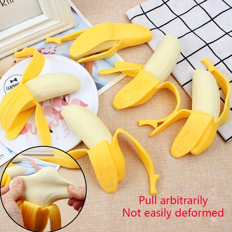 Cute Spoof Peeling Banana Squishy Fidget Toys Antistress Squeeze Toy Stress Reliever Fun Prank Trick Toy para niños y adultos regalos