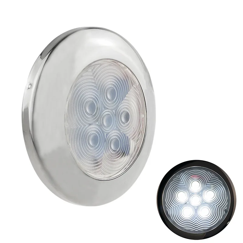 6 lamp beads 304 stainless steel 12VDC cold white light yacht berthing marine LED light ceiling light