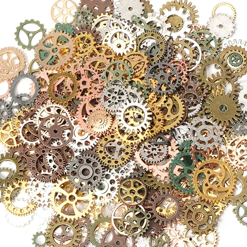 100g 50g Mix Steampunk Gears Cogs Charms Pendant DIY Antique Bronze for Handmade Hat Crafts Jewelry Making Wholesale