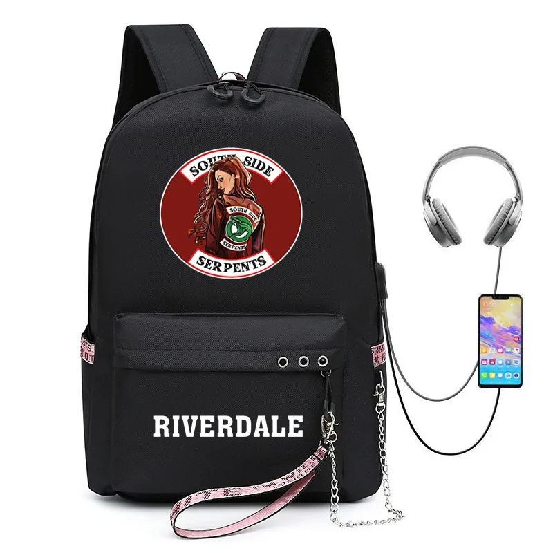 Classic Popular Funny Riverdale USB Student School Bags Unisex Print Oxford Waterproof Notebook multifunction Travel Backpacks