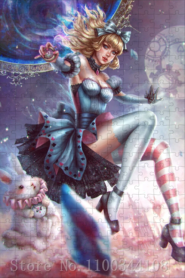 Disney Alice In Wonderland Jigsaw Puzzles for Adults Decompressing Assemble Game Toys Fantasy Art Wooden Puzzles