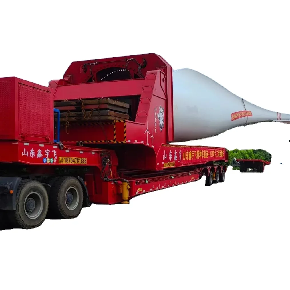 Made In China Wind Power Equipment Wind Blade Mountain Bike Telescopic Low Bed Flatbed Wind Turbine Blade Trailer For Sale