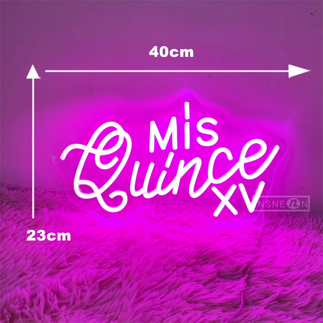 Mis Quince XV LED Neon Sign Dimmable Wall Art Decor Perfect for Birthday Party Bedroom Home Bar Night Light Lamp