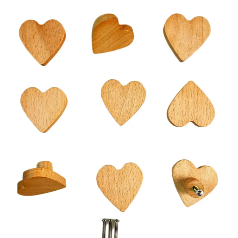 Children Room Safety Wooden Cabinet Handles - Popular Heart Shape Wardrobe Knobs Door Pulls Hardware