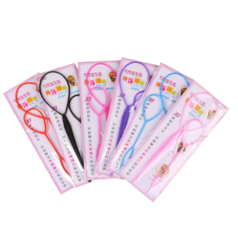 Aksesori rambut kepang 2 buah/set alat penata Loop plastik pembuat kepang ekor kuda klip rambut aksesori alat pembuat kepang rambut
