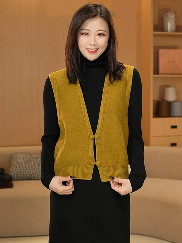 

Вязаный кардиган на пуговицах с v-образным вырезом в стиле ретро, женский удобный повседневный многослойный жилет, топ на осень-зиму, Новое поступление