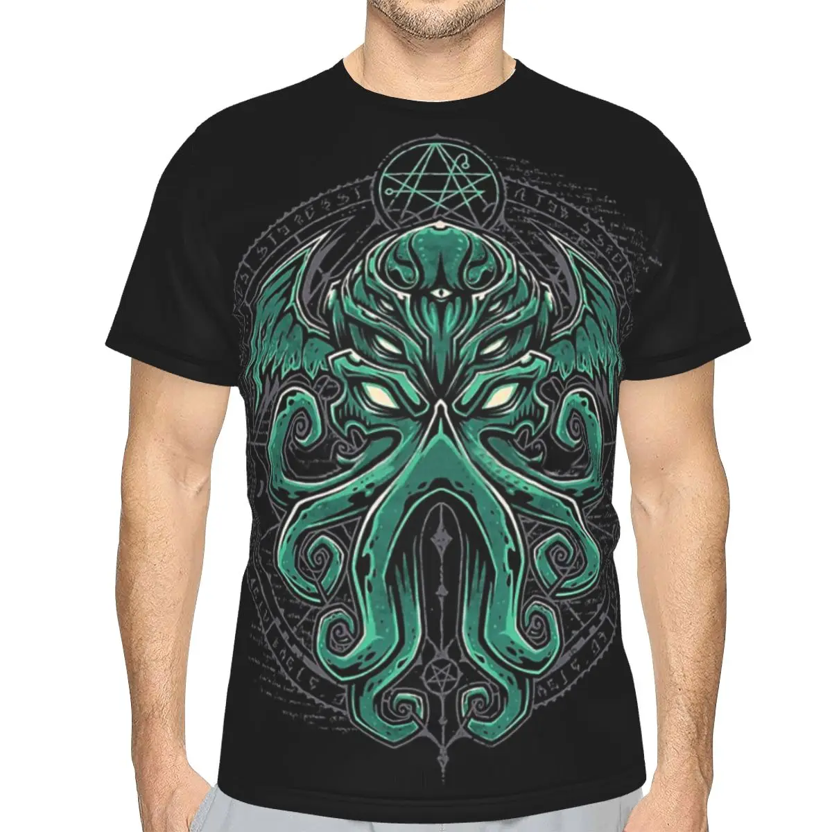 

Great Cthulhu O Neck Polyester TShirt Art Basic Thin T Shirt Man's Tops Individuality