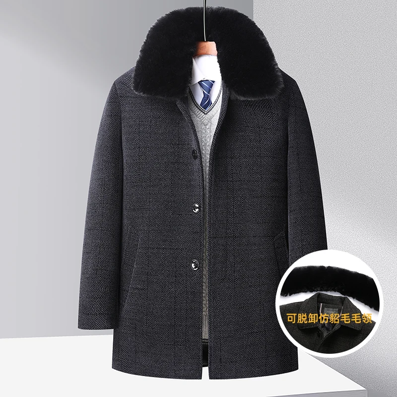 2023 New Winter Jacket Men\'s Fashion Wool Coat Men\'s Casual Wool Trench Jacket Men\'s Formal Jacket Men\'s Fleece Thickened