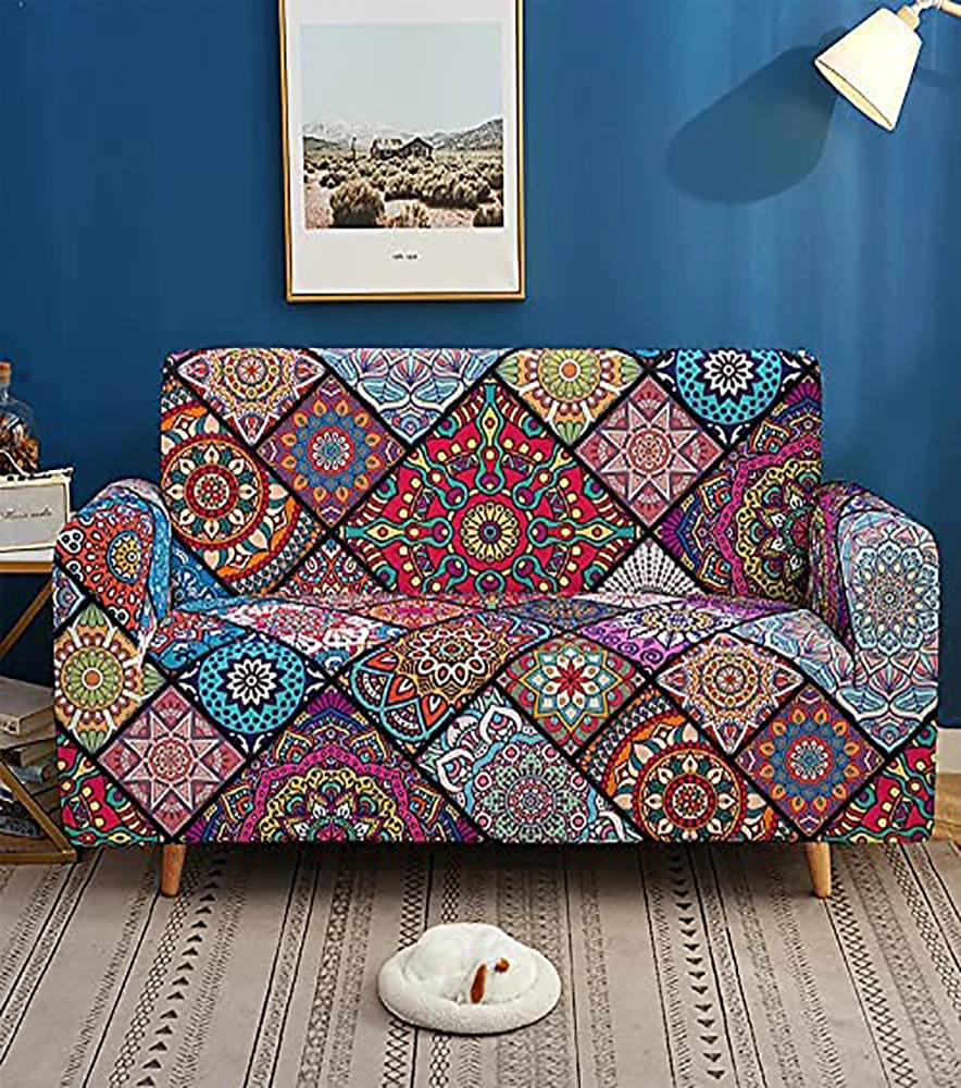 Vintage Print Elastic Sofa Cover Modern Sofa Cover Living Room Part Corner L-shaped Chair protection