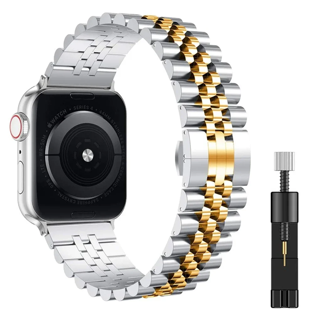 Metalen Band Voor Apple Horlogeband 49Mm 45Mm 44Mm 42Mm 41Mm 40Mm 38Mm Roestvrij Staal Armband Iwatch Ultra/2 10 9 8 7 6 5 4 3 Se