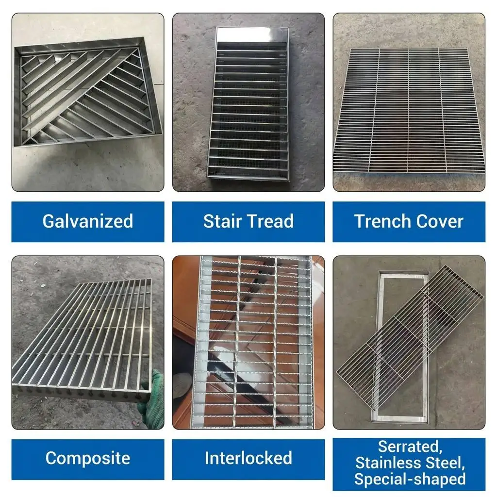 Hot-Dip Galvanized Steel Gratings-Durable For Car Wash Drains Garage Sewage Trench Covers Roofing & Wall Applications