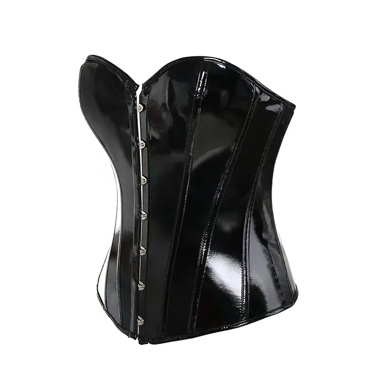 Sexy Black PVC Leather New Euro Style Corset Bustier Steampunk Gothique Espartilhos E Corpetes Burlesque Clothing Women Korset