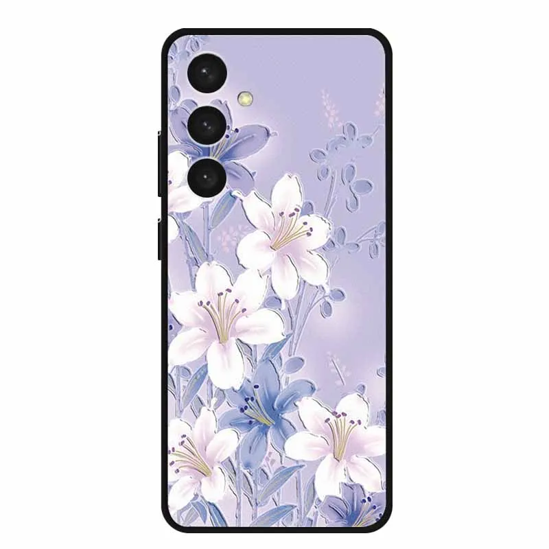 For Samsung Galaxy M14 4G Case 3D Relief Emboss Shockproof Black Silicone Soft Back Cover Case For Samsung M15 A55 5G Case Funda