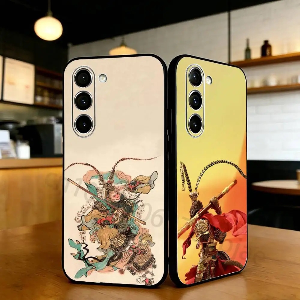 Wukong Phone Case For Samsung S20,21,22,23,24,25,26 Ultra,Plus,Black Soft Cover